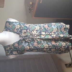 💙🌿Steven Oliver Blue Floral Print Lace Up Front Sleeveless Silk Blouse Size S